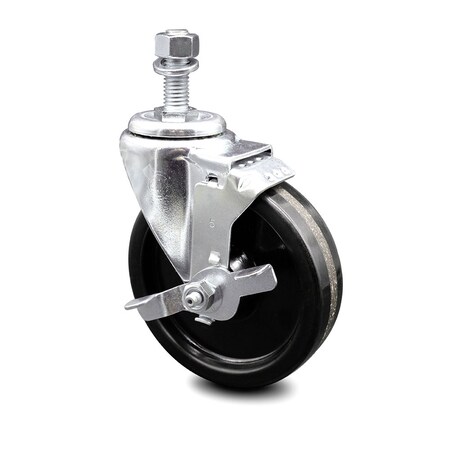 Service Caster 5 Inch Phenolic Wheel Swivel 1/2 Inch Threaded Stem Caster with Brake SCC SCC-TS20S514-PHR-TLB-121315
